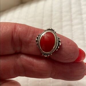 Southwest beautiful signed Red Jasper 925 stamped Ring